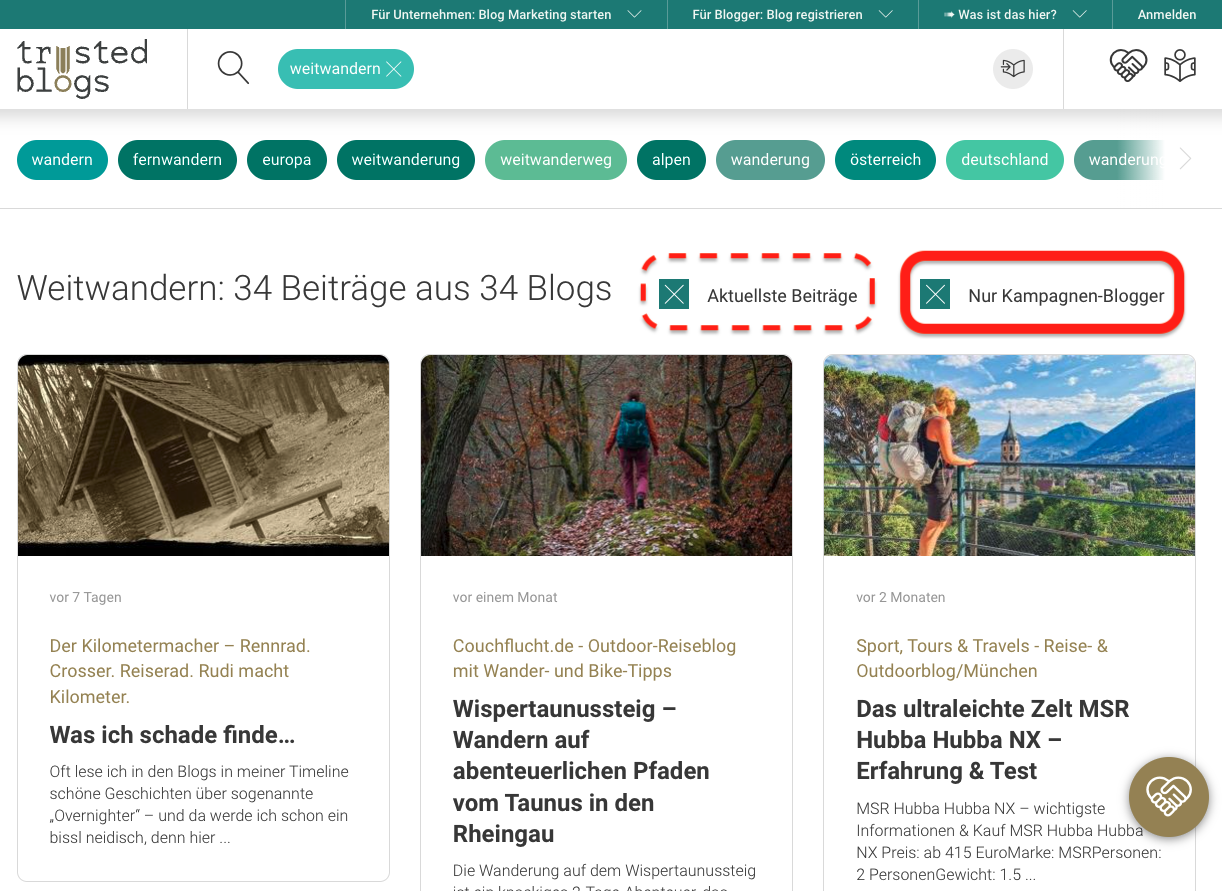 Kampagnen-Blogger selektieren