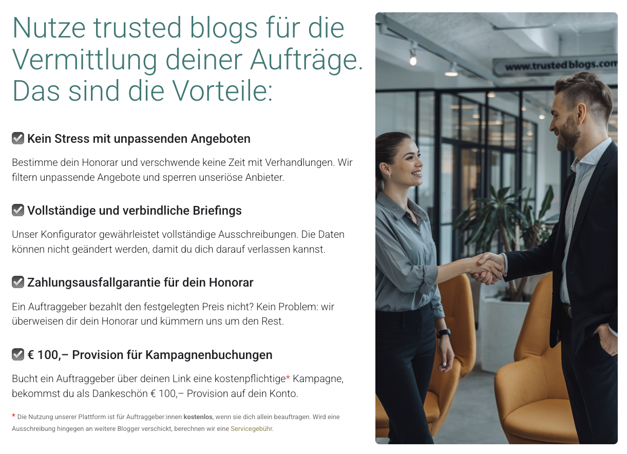 Kooperationen über trusted blogs